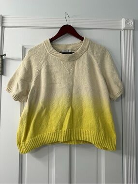 Dip Dye Yellow Ombre Short Sleeve Sweater